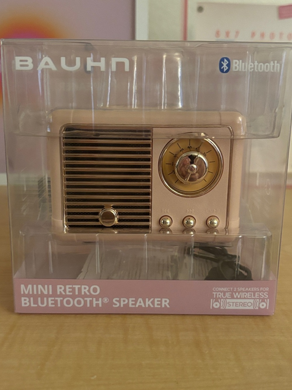 Bauhn Mini Retro Bluetooth Speaker - Rose Gold